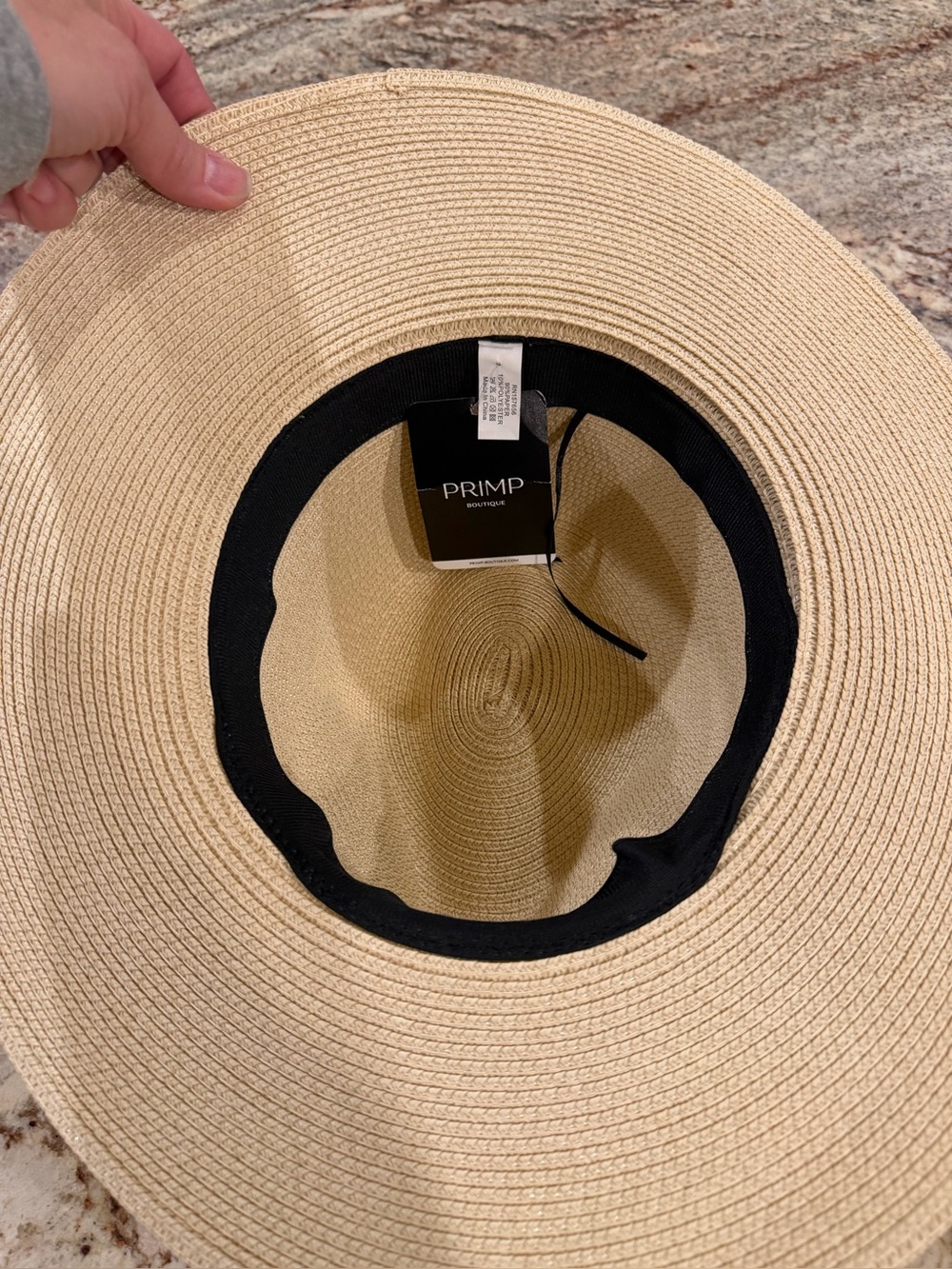 Primp Beige Straw Sun Hat with Brown Leather Band - Picture 5 of 5